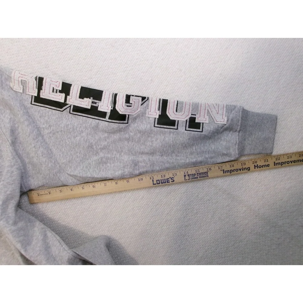 True Religion Mens‎ Large Zip Up Hoodie Gray Terry Applique Horseshoe Logo